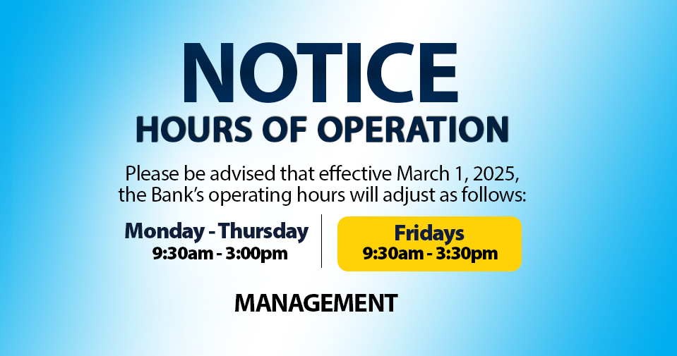 Hours of Operation Notice Hours of Operation Notice